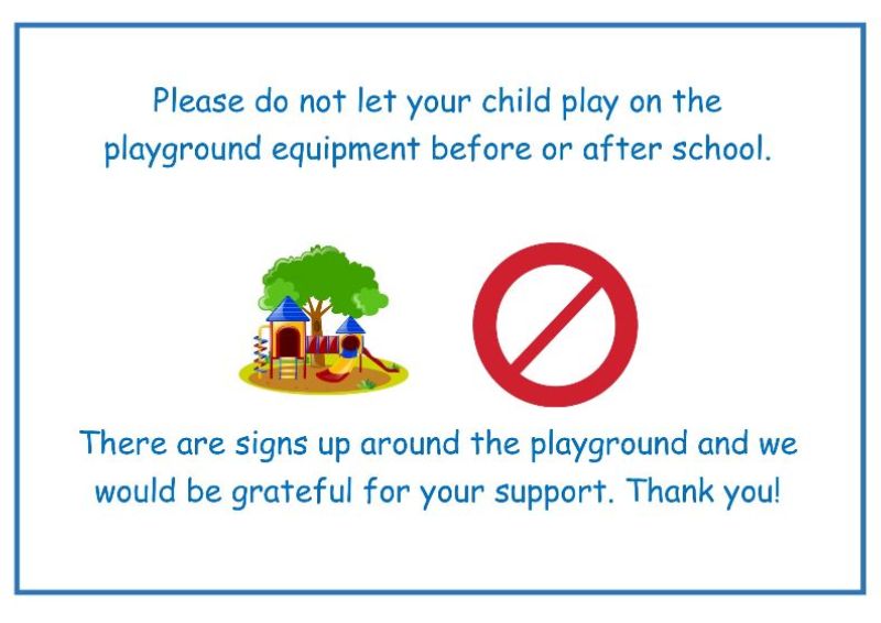Please stay off playground equipment at drop off and pick up Burlington Infant and Nursery ...